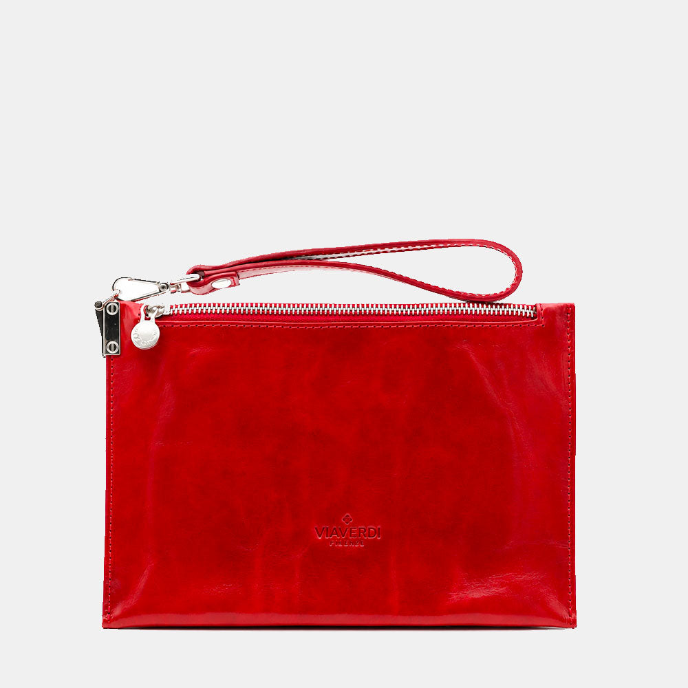 Pochette Uomo VIAVERDI Made in Italy in Pelle Rossa Linea Firenze