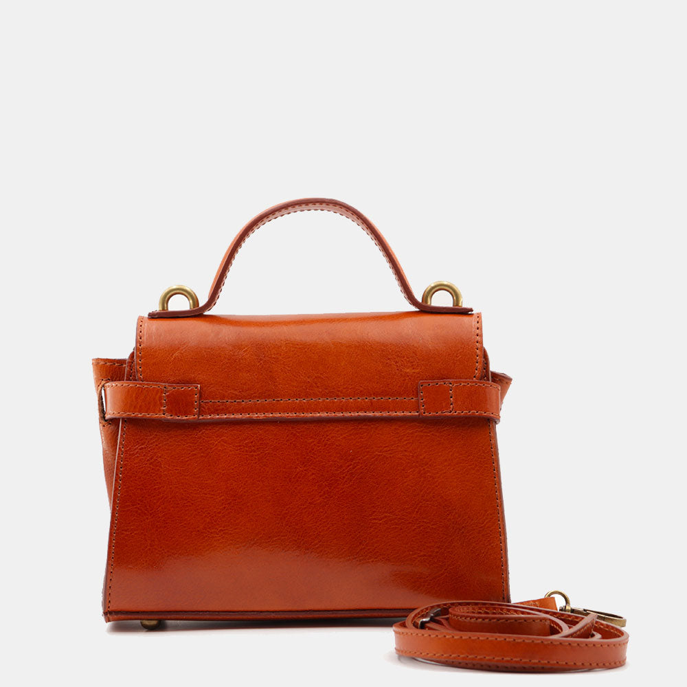 Borsa a Mano VIAVERDI in Pelle color Cuoio Made in Italy linea Firenze