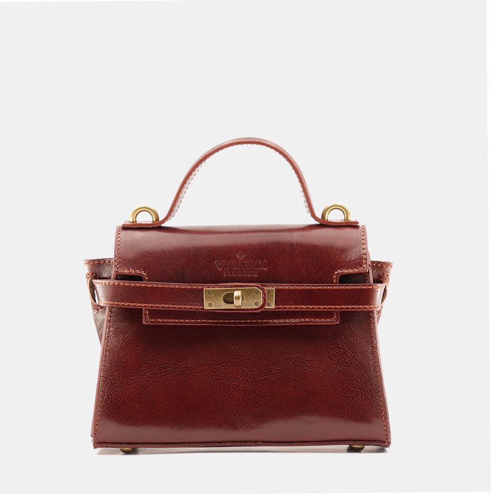 Borsa a Mano VIAVERDI in Pelle Marrone Made in Italy linea Firenze