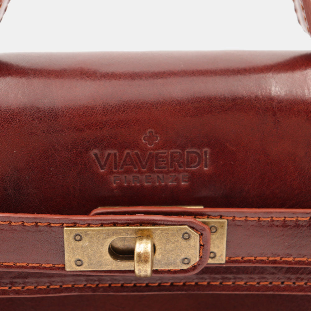 Borsa a Mano VIAVERDI in Pelle Marrone Made in Italy linea Firenze