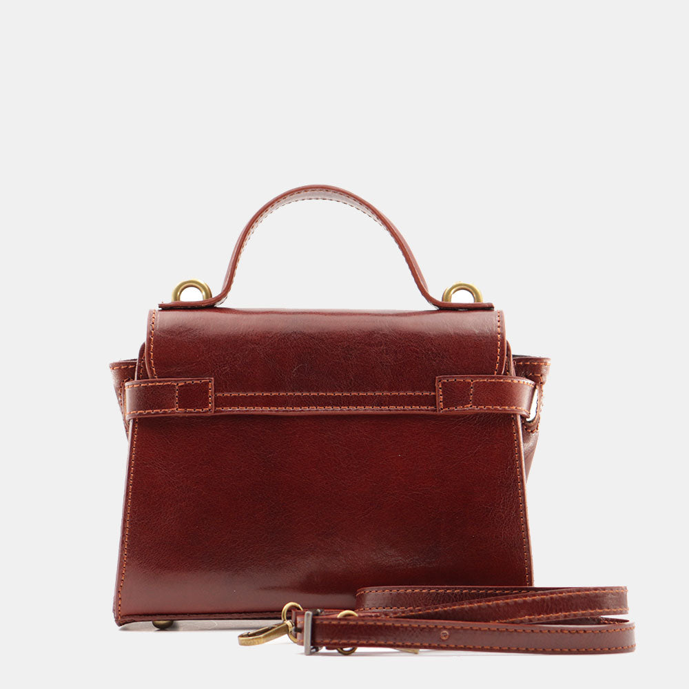 Borsa a Mano VIAVERDI in Pelle Marrone Made in Italy linea Firenze