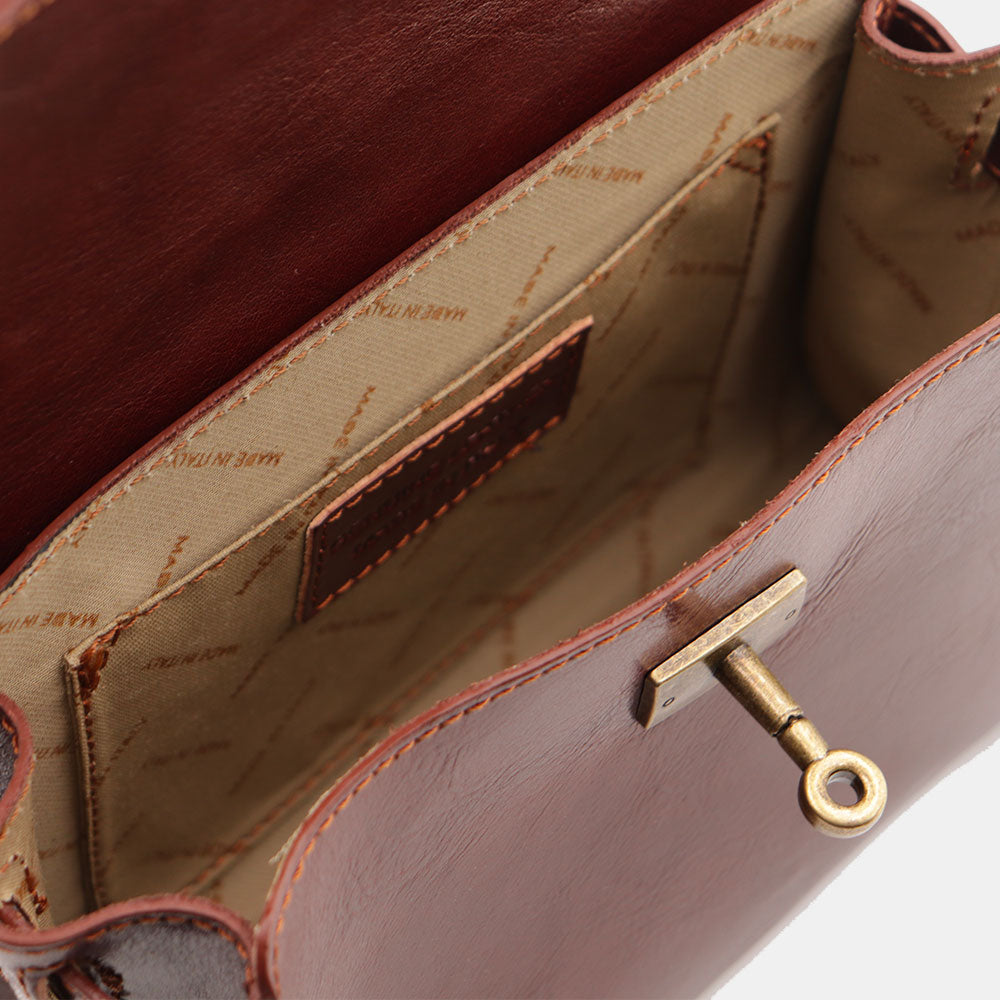 Borsa a Mano VIAVERDI in Pelle Marrone Made in Italy linea Firenze