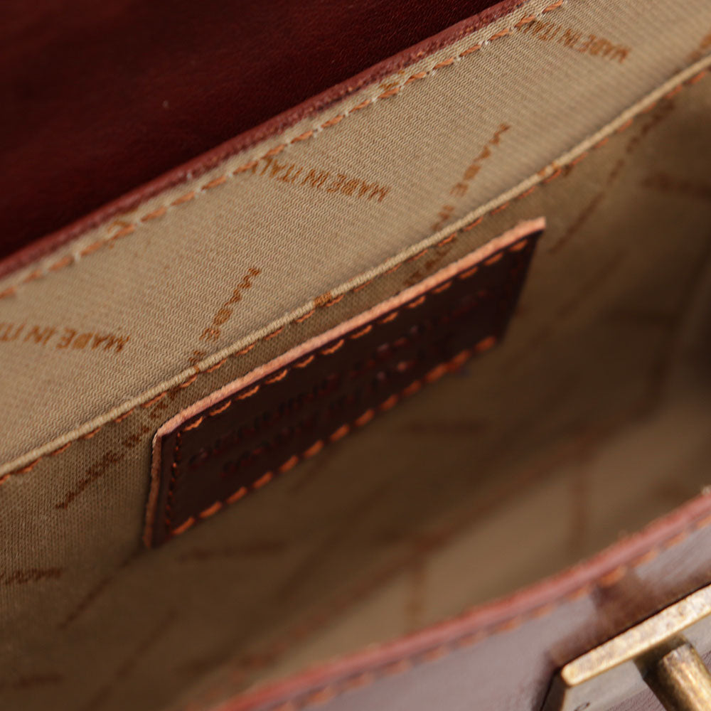 Borsa a Mano VIAVERDI in Pelle Marrone Made in Italy linea Firenze