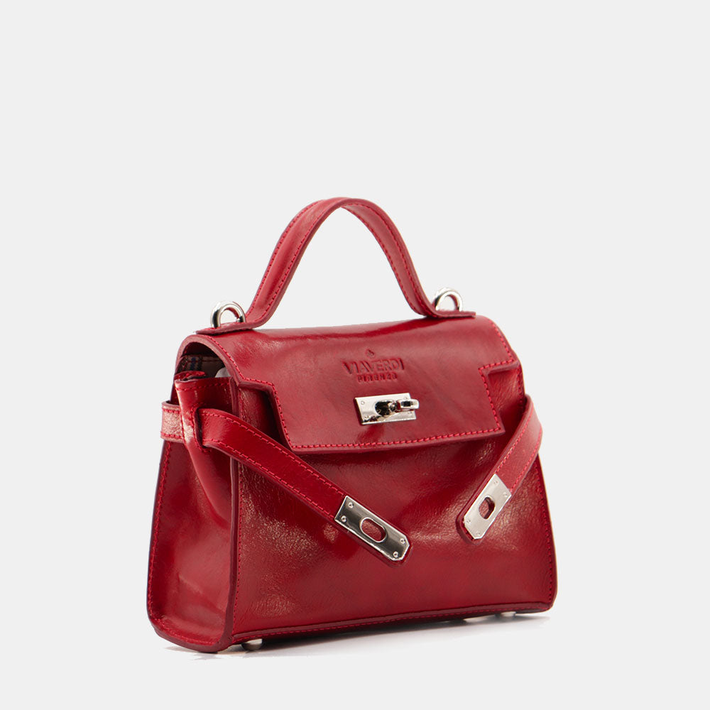 Borsa a Mano VIAVERDI in Pelle Rossa Made in Italy linea Firenze