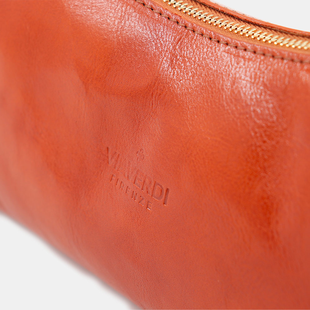 Borsa a Spalla VIAVERDI in Pelle color Cuoio Made in Italy linea Firenze