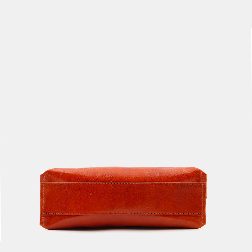 Borsa a Spalla VIAVERDI in Pelle color Cuoio Testa di Moro Made in Italy linea Firenze