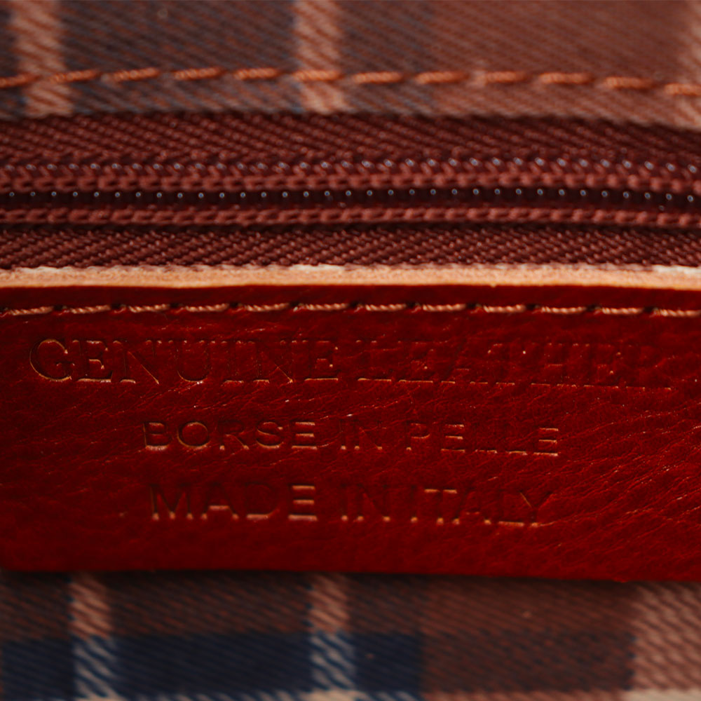 Borsa a Spalla VIAVERDI in Pelle color Cuoio Made in Italy linea Firenze