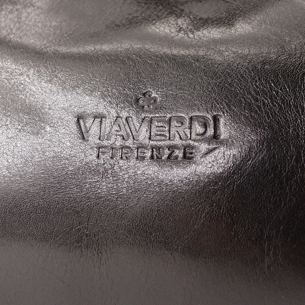 VIAVERDI Black Leather Shoulder Bag, Made in Italy, Firenze line.