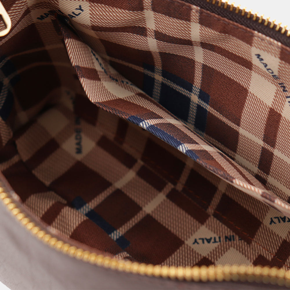 Borsa a Spalla VIAVERDI in Pelle Marrone Testa di Moro Made in Italy linea Firenze