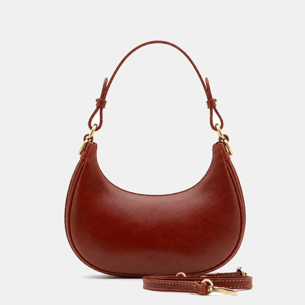 Borsa Piccola a Mano VIAVERDI in Pelle Marrone Made in Italy linea Firenze