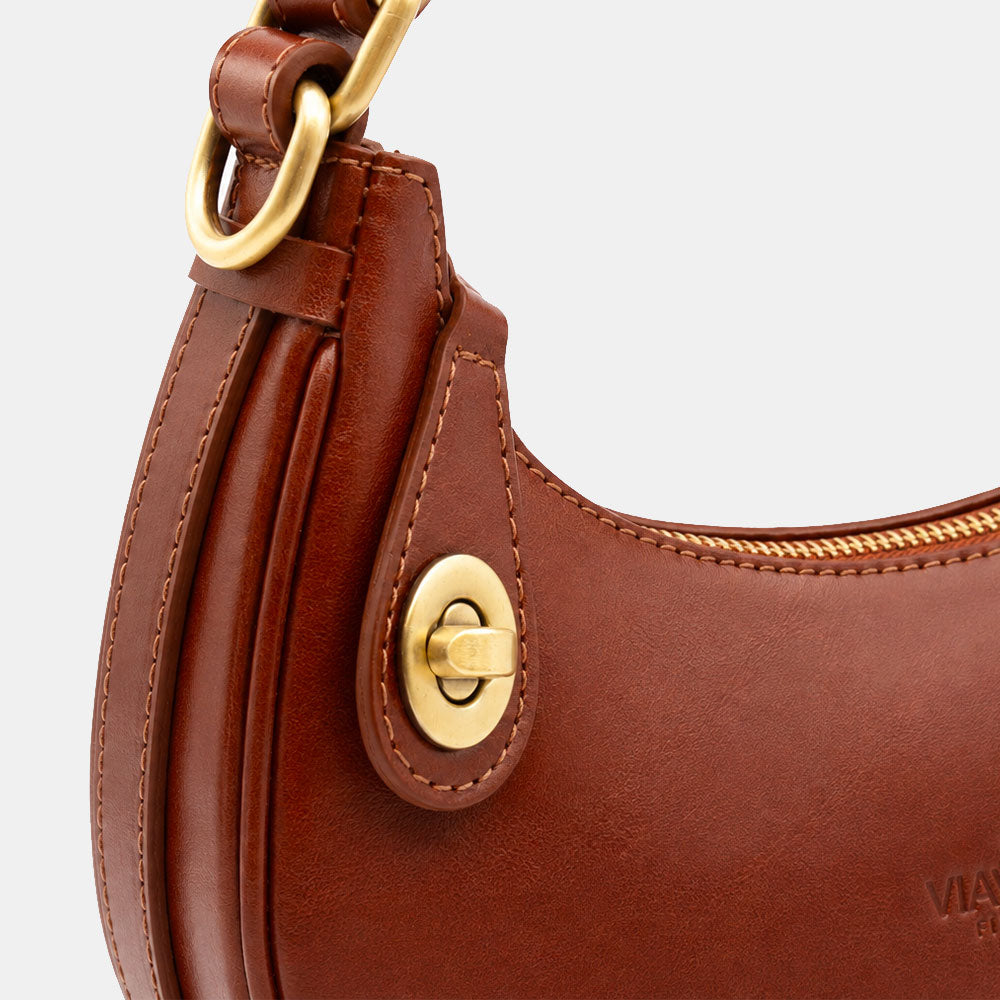 Borsa Piccola a Mano VIAVERDI in Pelle Marrone Made in Italy linea Firenze