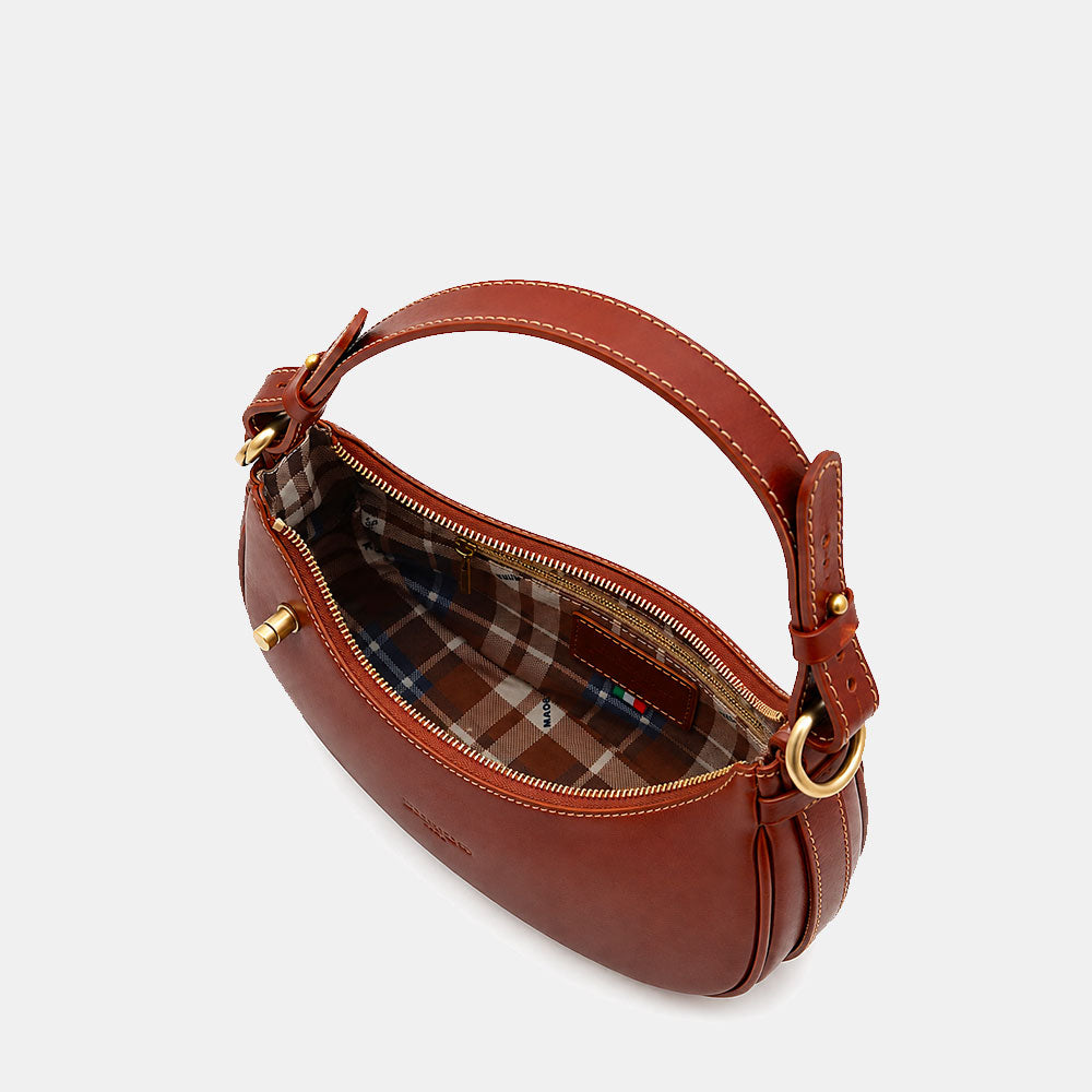 Borsa Piccola a Mano VIAVERDI in Pelle Marrone Made in Italy linea Firenze