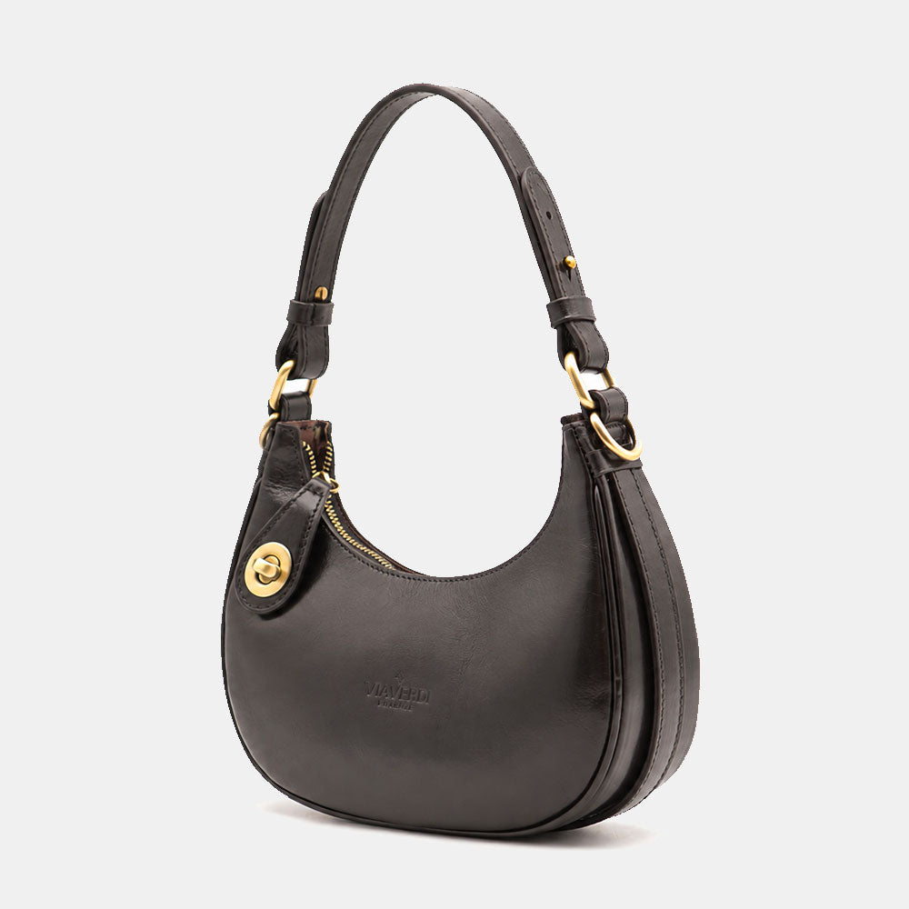 Borsa Piccola a Mano VIAVERDI in Pelle Nera Made in Italy linea Firenze