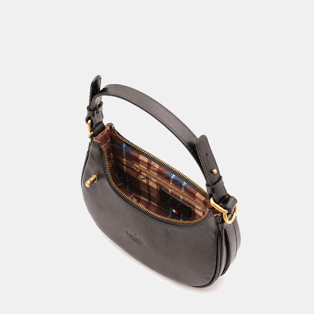 Borsa Piccola a Mano VIAVERDI in Pelle Nera Made in Italy linea Firenze