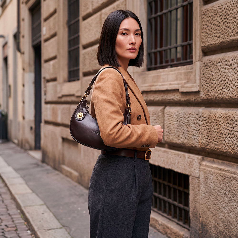 Borsa Piccola a Mano VIAVERDI in Pelle Nera Made in Italy linea Firenze