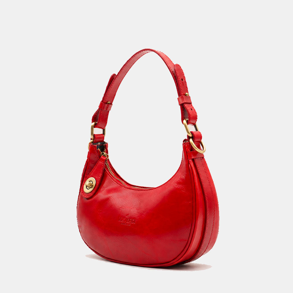 Borsa Piccola a Mano VIAVERDI in Pelle Rossa Made in Italy linea Firenze