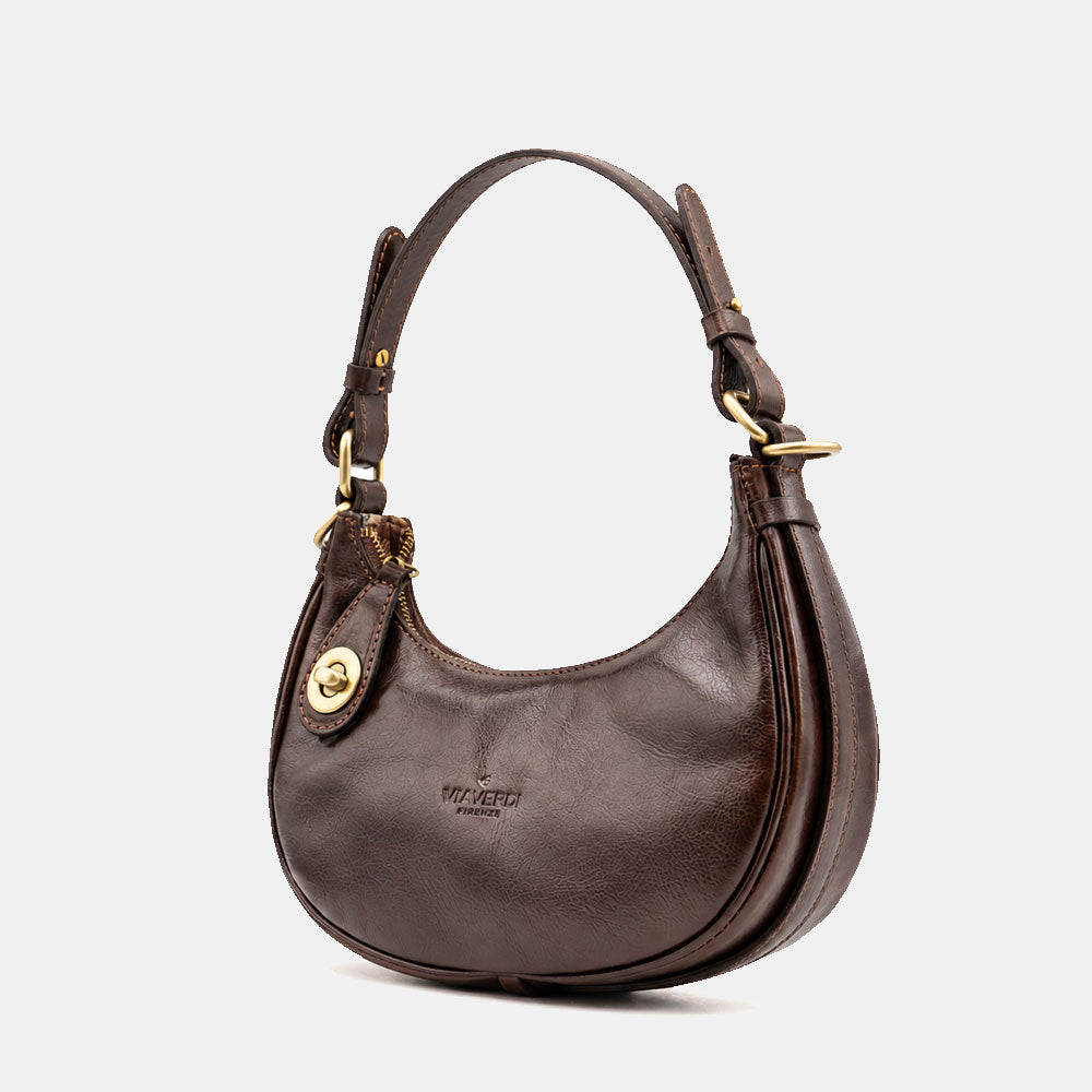 ViaVerdi Handbag Small Dark Brown Leather Made in Italy – Line Firenze