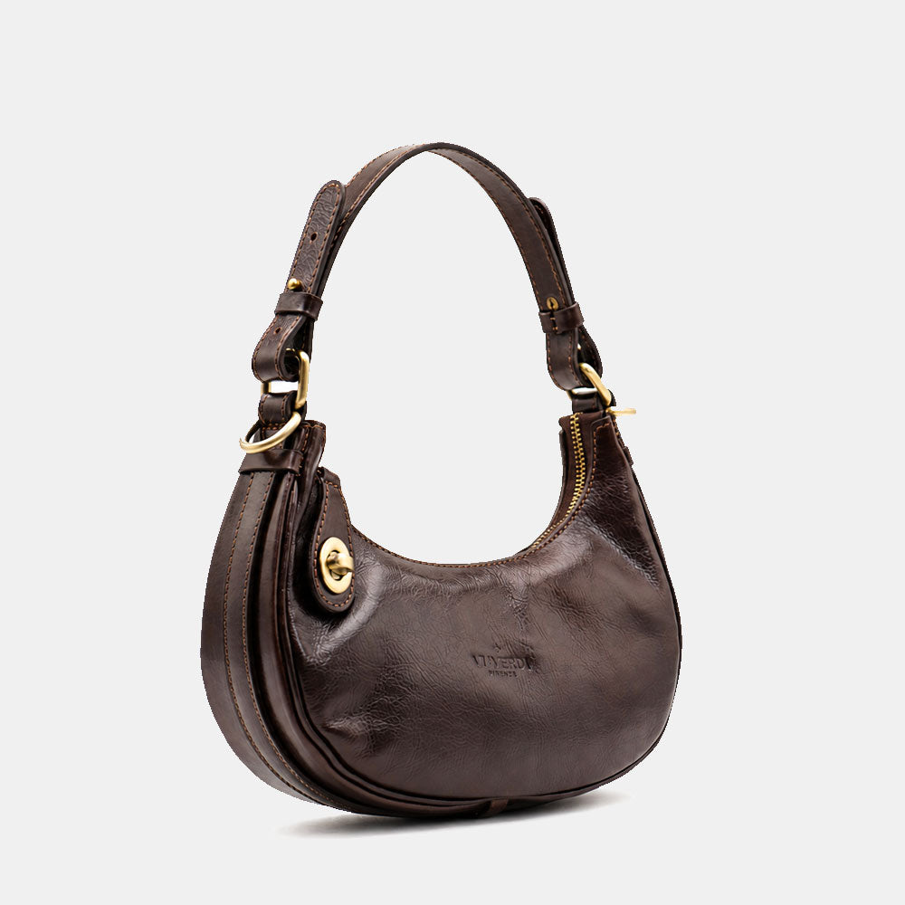 ViaVerdi Handbag Small Dark Brown Leather Made in Italy – Line Firenze