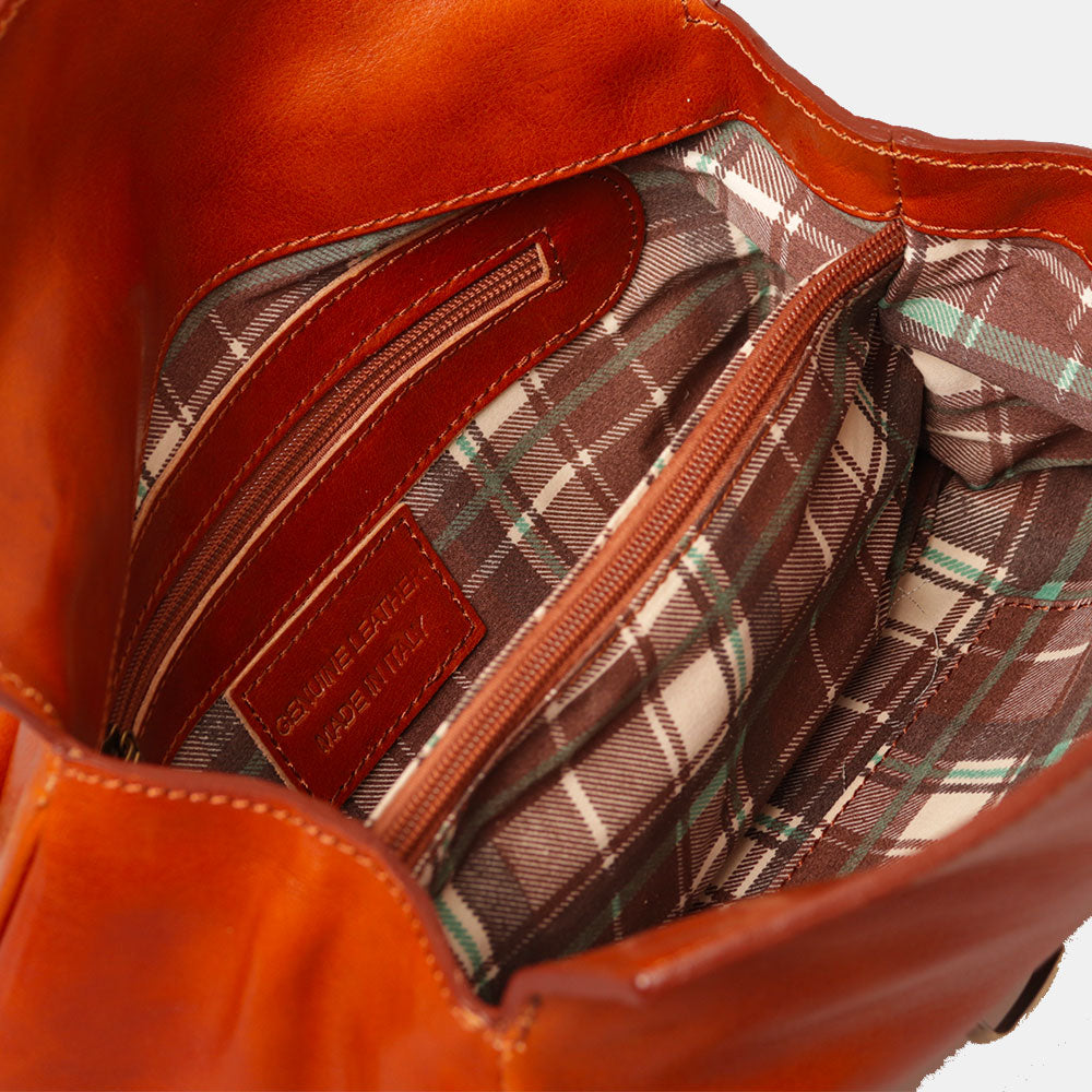 VIAVERDI Schultertasche aus Leder, hergestellt in Italien, Florence-Linie