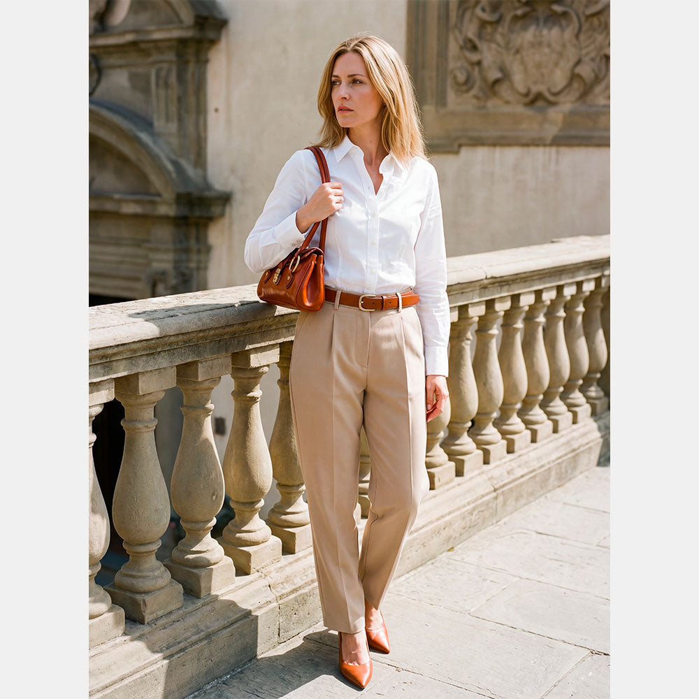 VIAVERDI Schultertasche aus braunem Leder, hergestellt in Italien, Florence-Linie
