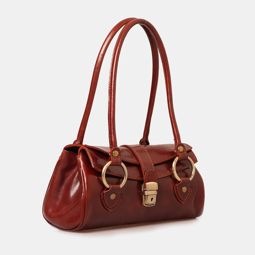 Borsa a Spalla VIAVERDI in Pelle Marrone Made in Italy linea Firenze