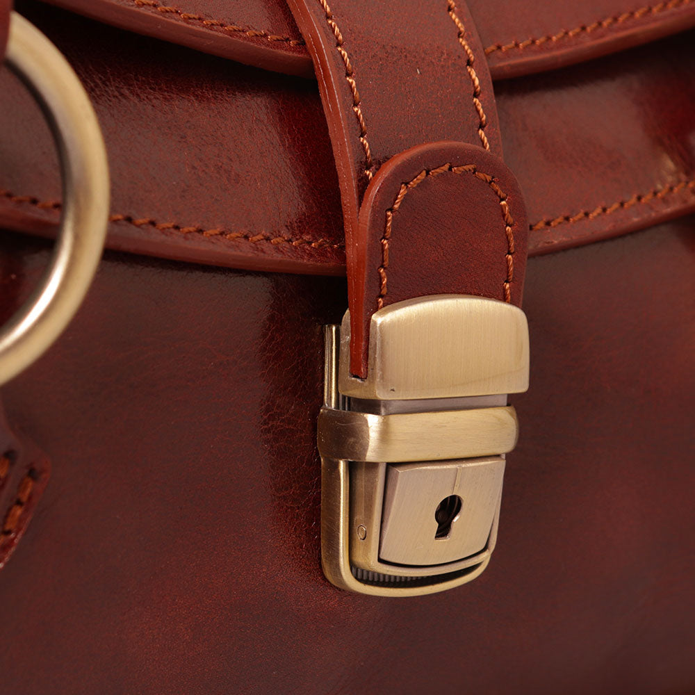 VIAVERDI Schultertasche aus braunem Leder, hergestellt in Italien, Florence-Linie