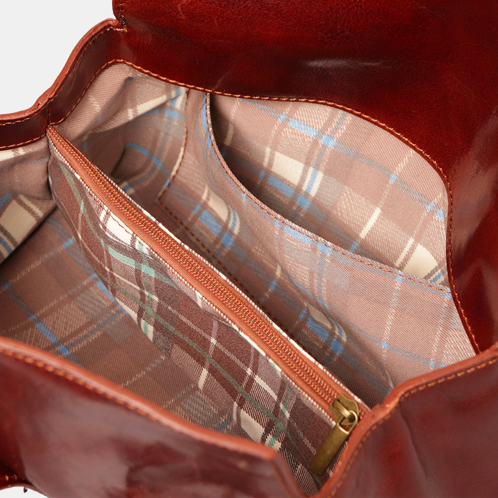 Borsa a Spalla VIAVERDI in Pelle Marrone Made in Italy linea Firenze