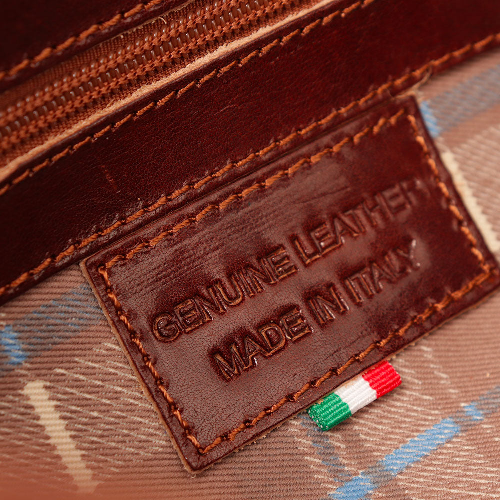 Borsa a Spalla VIAVERDI in Pelle Marrone Made in Italy linea Firenze