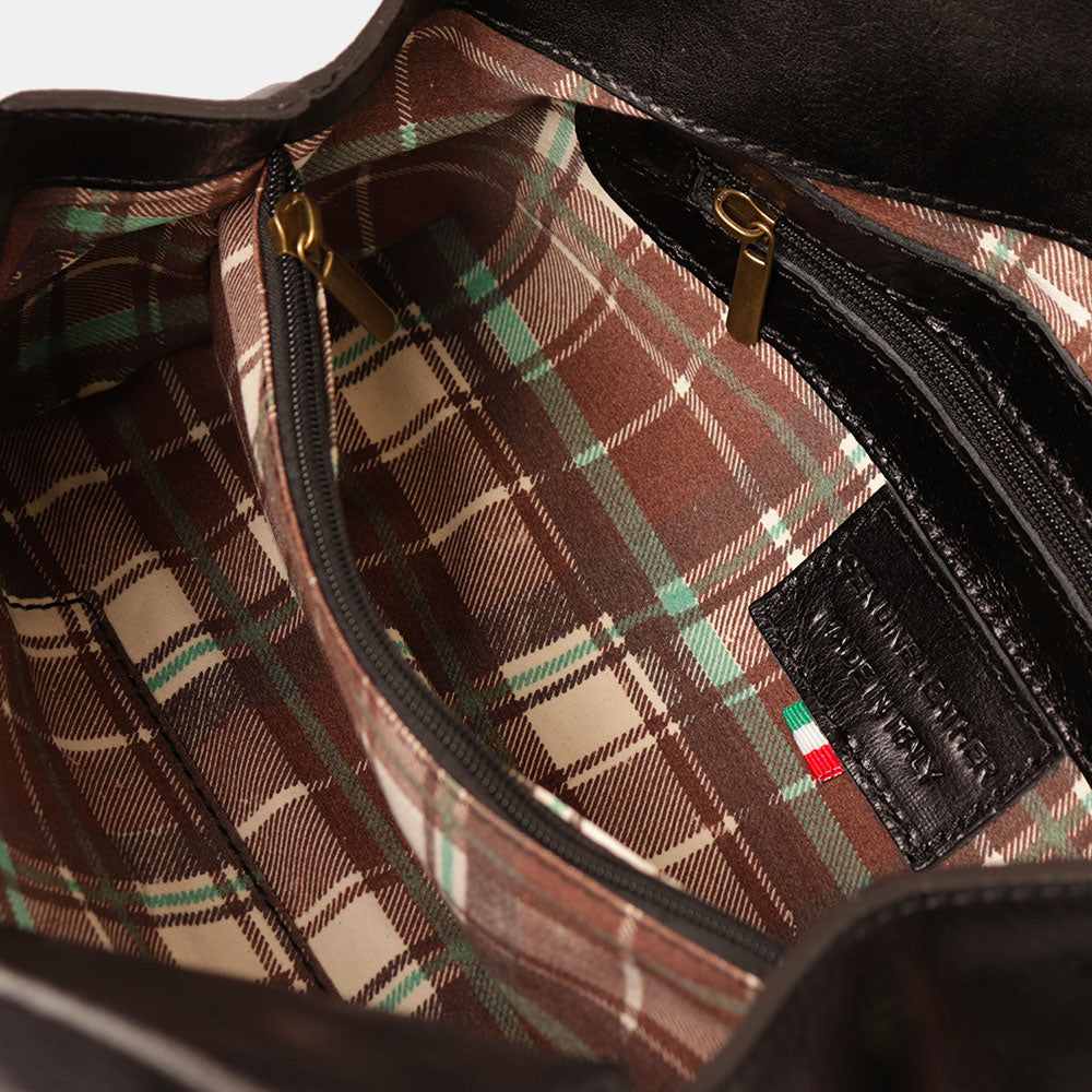 Borsa a Spalla VIAVERDI in Pelle Nera Made in Italy linea Firenze
