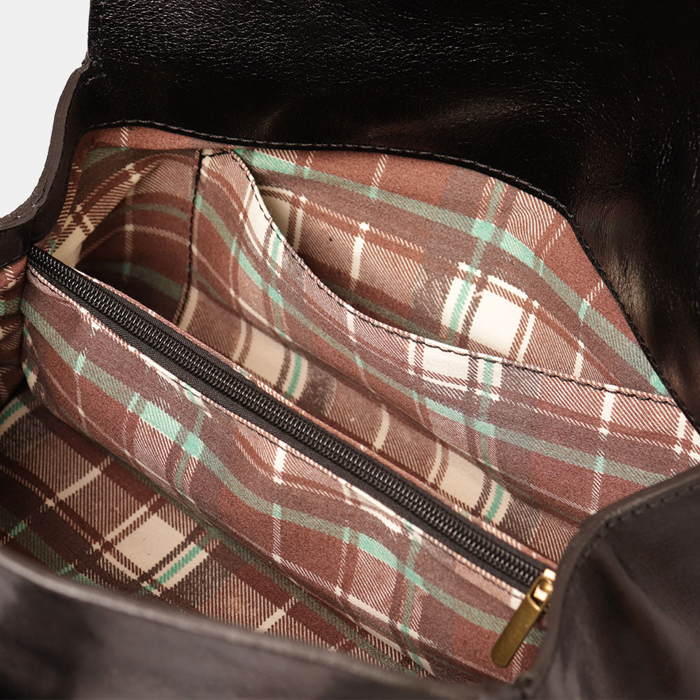 VIAVERDI Schwarze Leder-Schultertasche, hergestellt in Italien, Florence-Linie