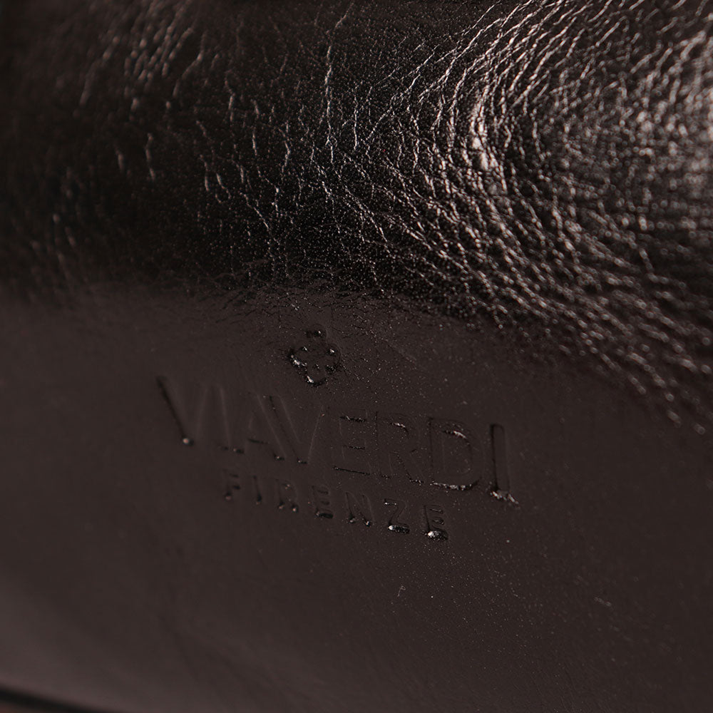 Borsa a Spalla VIAVERDI in Pelle Nera Made in Italy linea Firenze