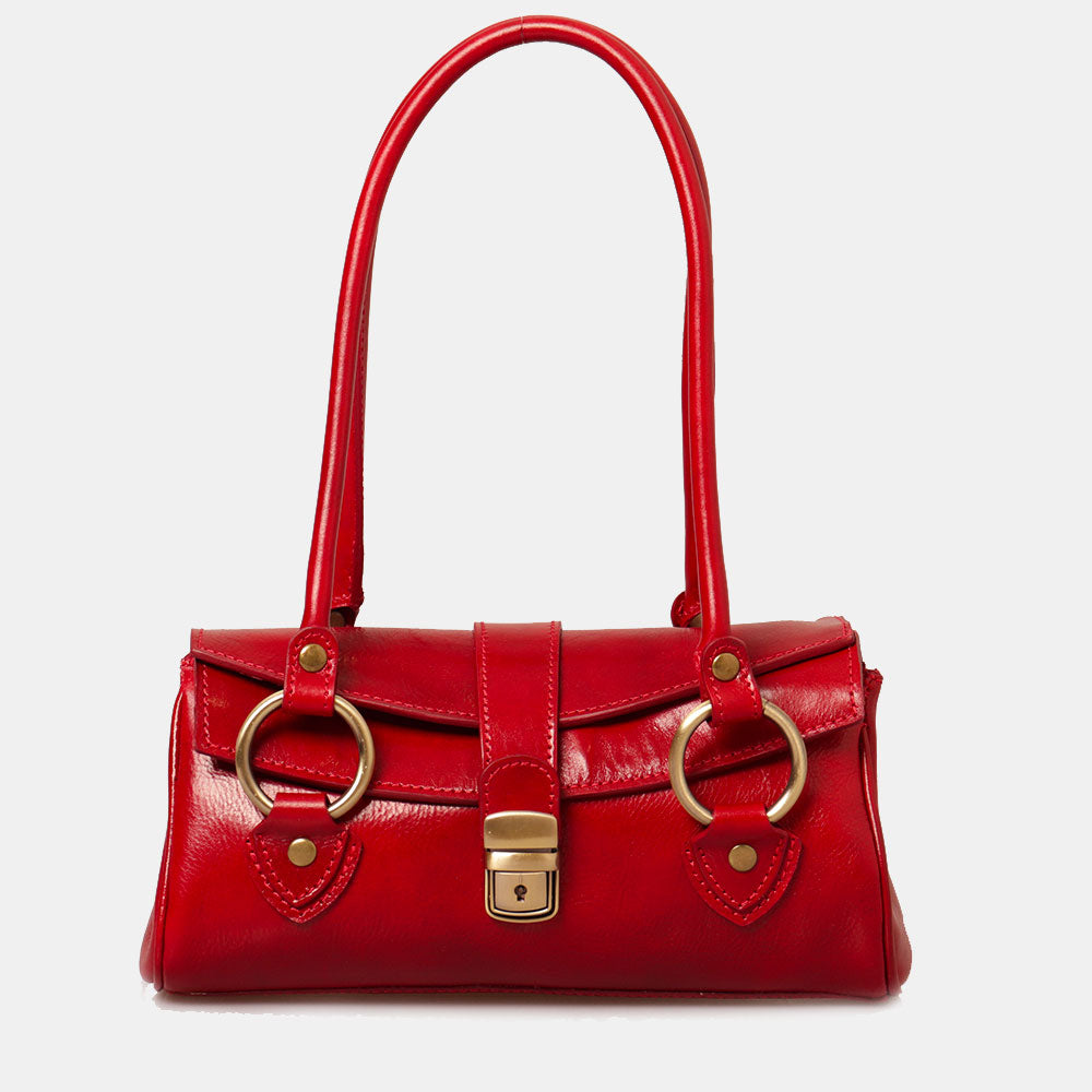 Borsa a Spalla VIAVERDI in Pelle Rossa Made in Italy linea Firenze