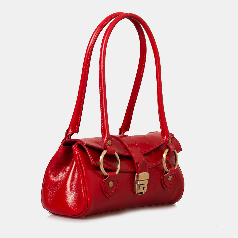 Borsa a Spalla VIAVERDI in Pelle Rossa Made in Italy linea Firenze
