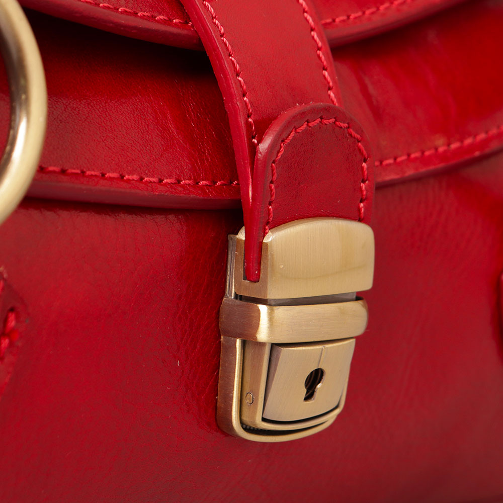 Borsa a Spalla VIAVERDI in Pelle Rossa Made in Italy linea Firenze