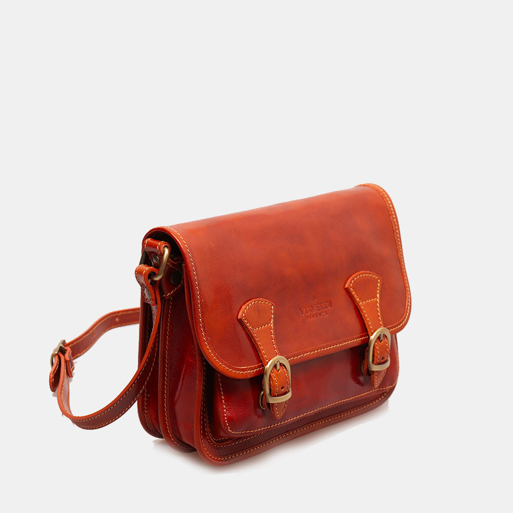 Borsa a Tracolla VIAVERDI in Pelle color color Cuoio Made in Italy linea Firenze