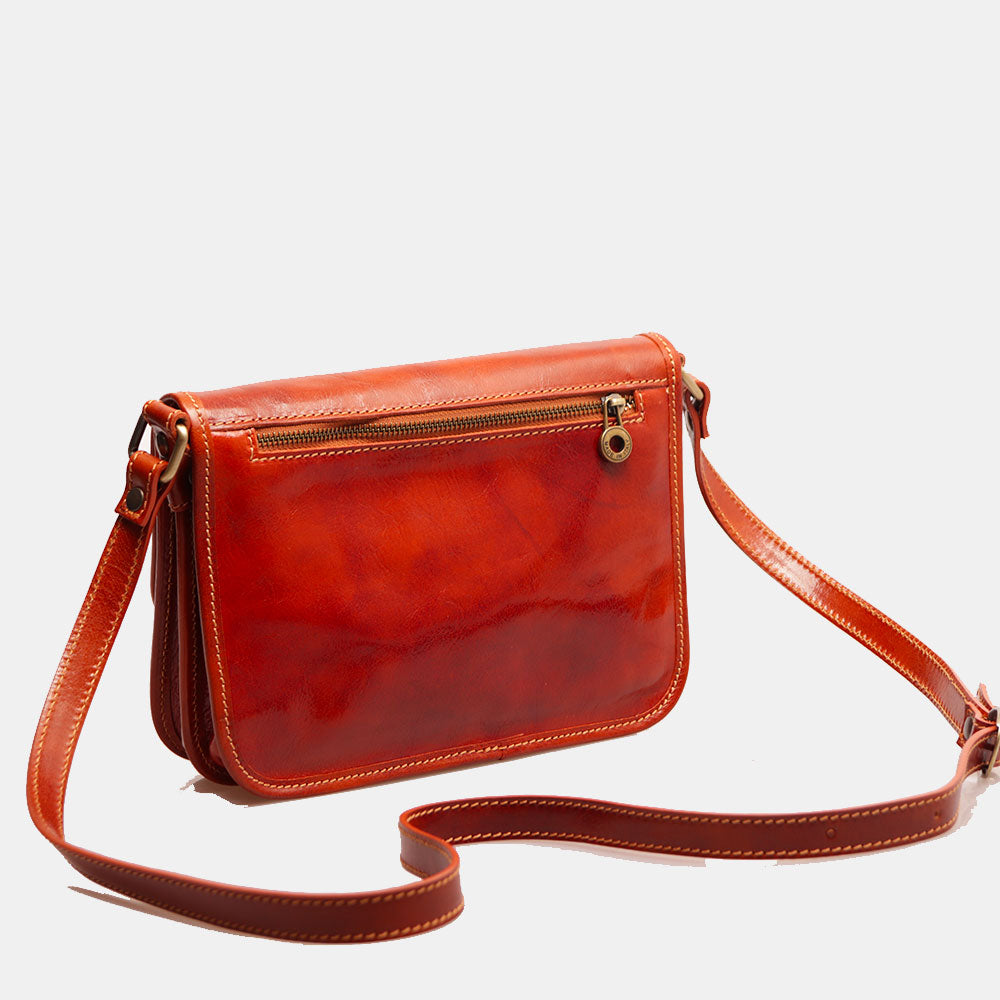 Borsa a Tracolla VIAVERDI in Pelle color color Cuoio Made in Italy linea Firenze