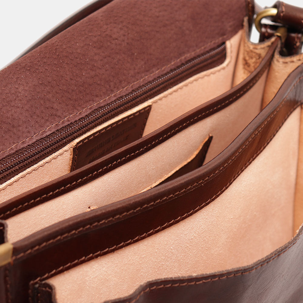 Borsa a tracolla VIAVERDI in Pelle Marrone Made in Italy linea Firenze
