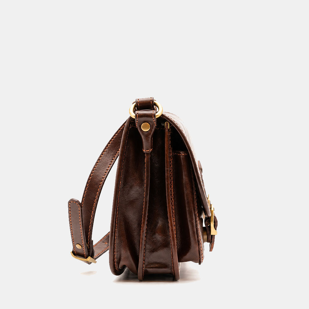 Crossbody Bag ViaVerdi in Brown Leather Made in Italy – Line Firenze
