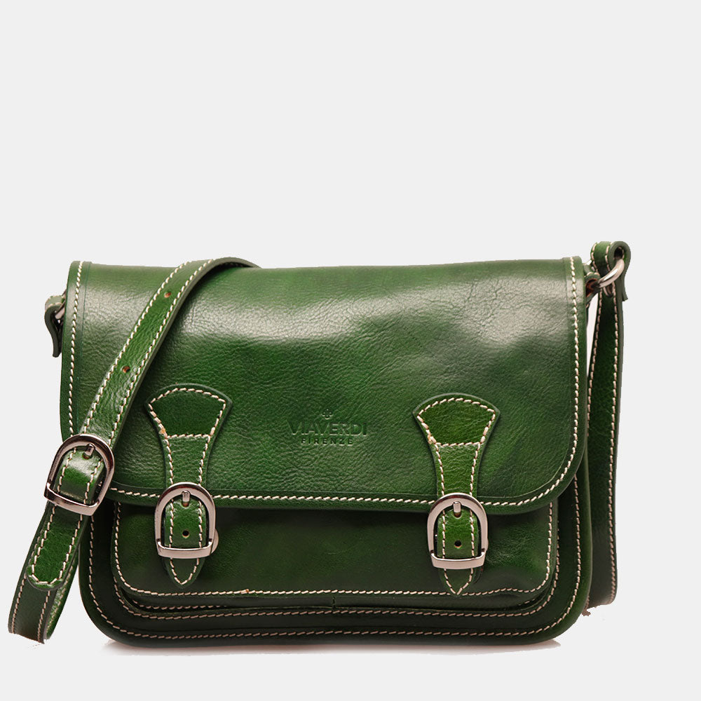 Borsa a tracolla VIAVERDI in Pelle Verde Made in Italy linea Firenze