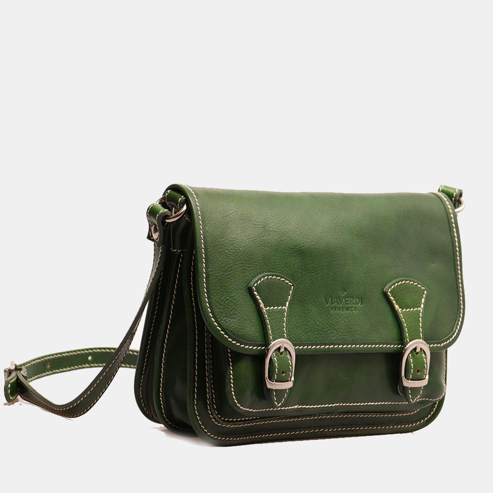 Borsa a tracolla VIAVERDI in Pelle Verde Made in Italy linea Firenze