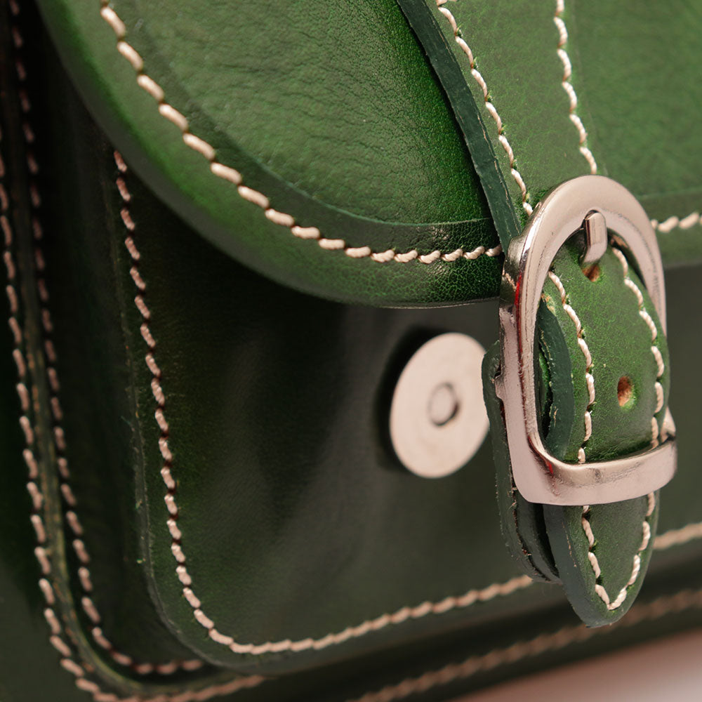 Borsa a tracolla VIAVERDI in Pelle Verde Made in Italy linea Firenze