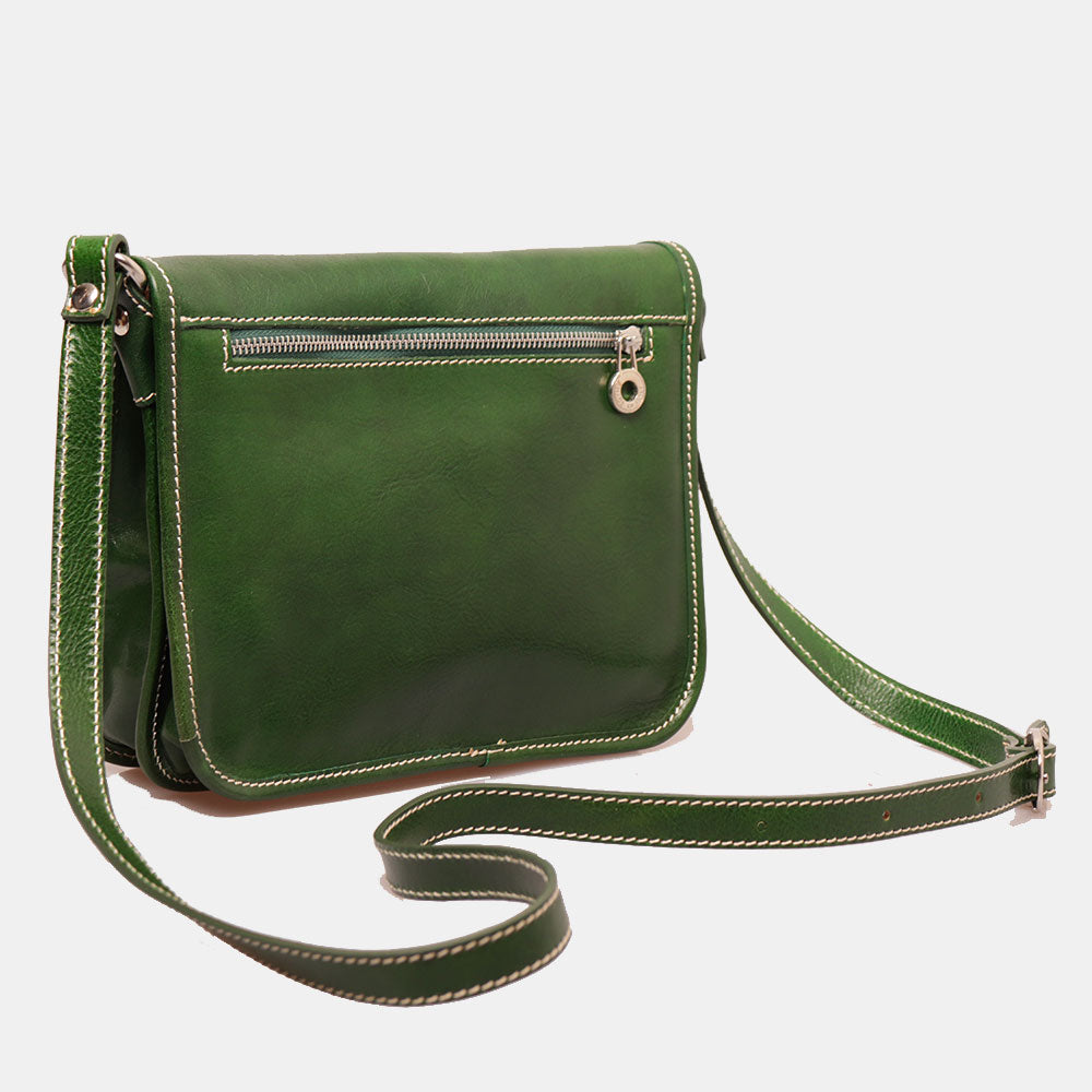 Borsa a tracolla VIAVERDI in Pelle Verde Made in Italy linea Firenze