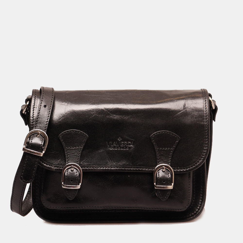 Borsa a tracolla VIAVERDI in Pelle Nera Made in Italy linea Firenze