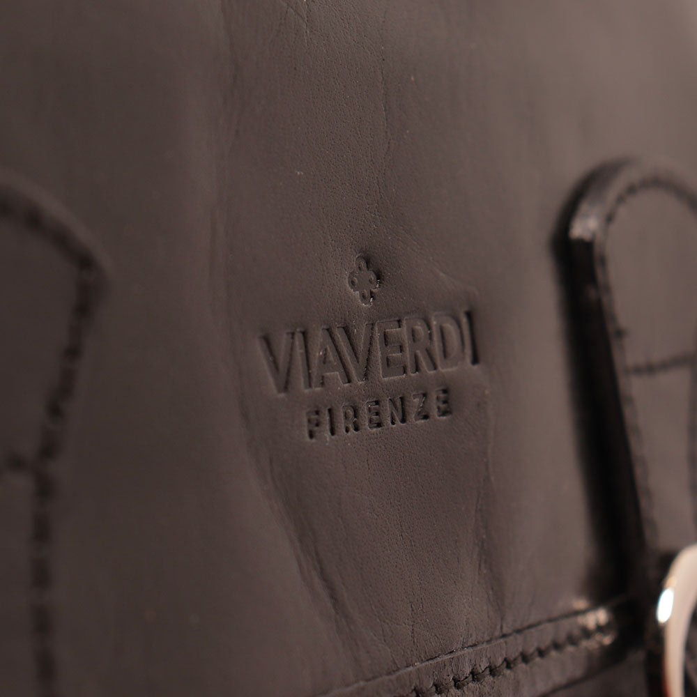 Borsa a tracolla VIAVERDI in Pelle Nera Made in Italy linea Firenze