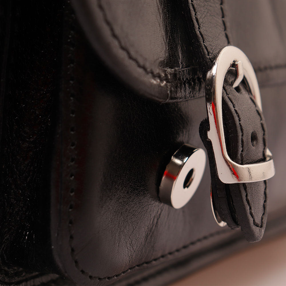 Borsa a tracolla VIAVERDI in Pelle Nera Made in Italy linea Firenze