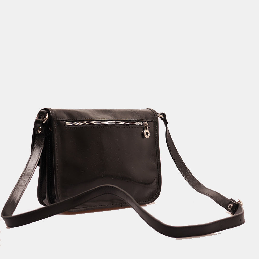 Borsa a tracolla VIAVERDI in Pelle Nera Made in Italy linea Firenze