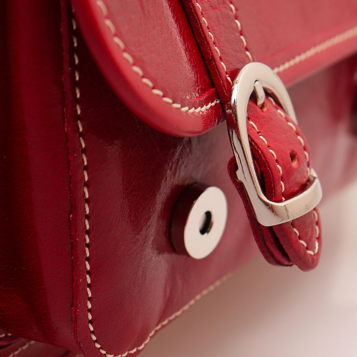 Borsa a Tracolla VIAVERDI in Pelle Rossa Made in Italy linea Firenze