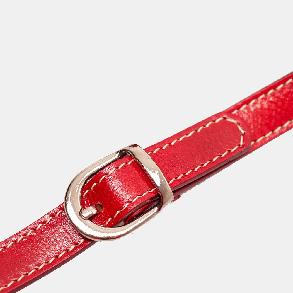 VIAVERDI Red Leather Shoulder Bag, Made in Italy, Florence line.