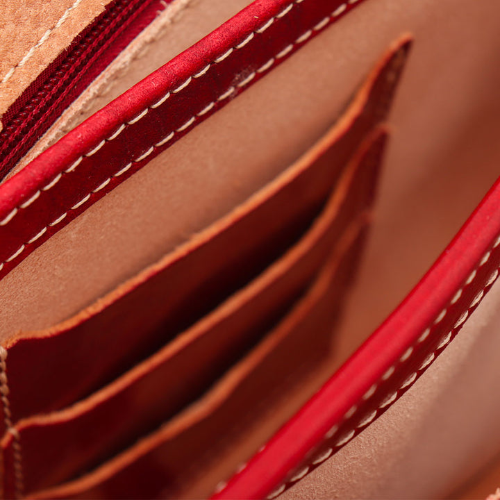 Borsa a Tracolla VIAVERDI in Pelle Rossa Made in Italy linea Firenze