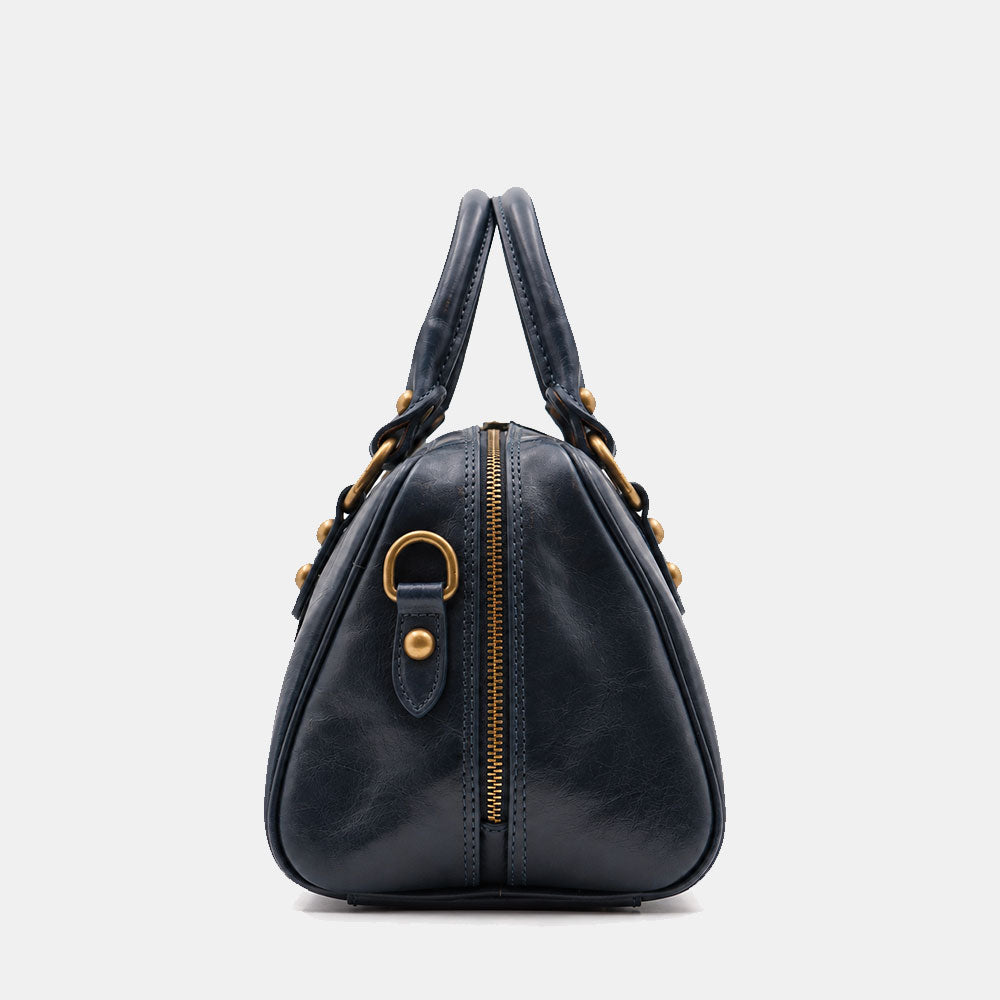 Bowler Bag ViaVerdi in Blue Leather Made in Italy – Line Firenze